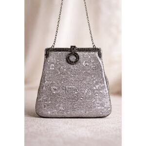 Vintage Jacomo Paris Evening Bag Art Deco Clasp Metallic Chain Mini Purse